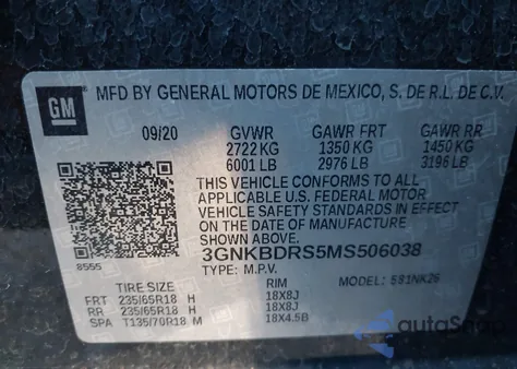 2021 Chevrolet Blazer Fwd 3Lt from USA, damaged, VIN 3GNKBDRS5MS506038
